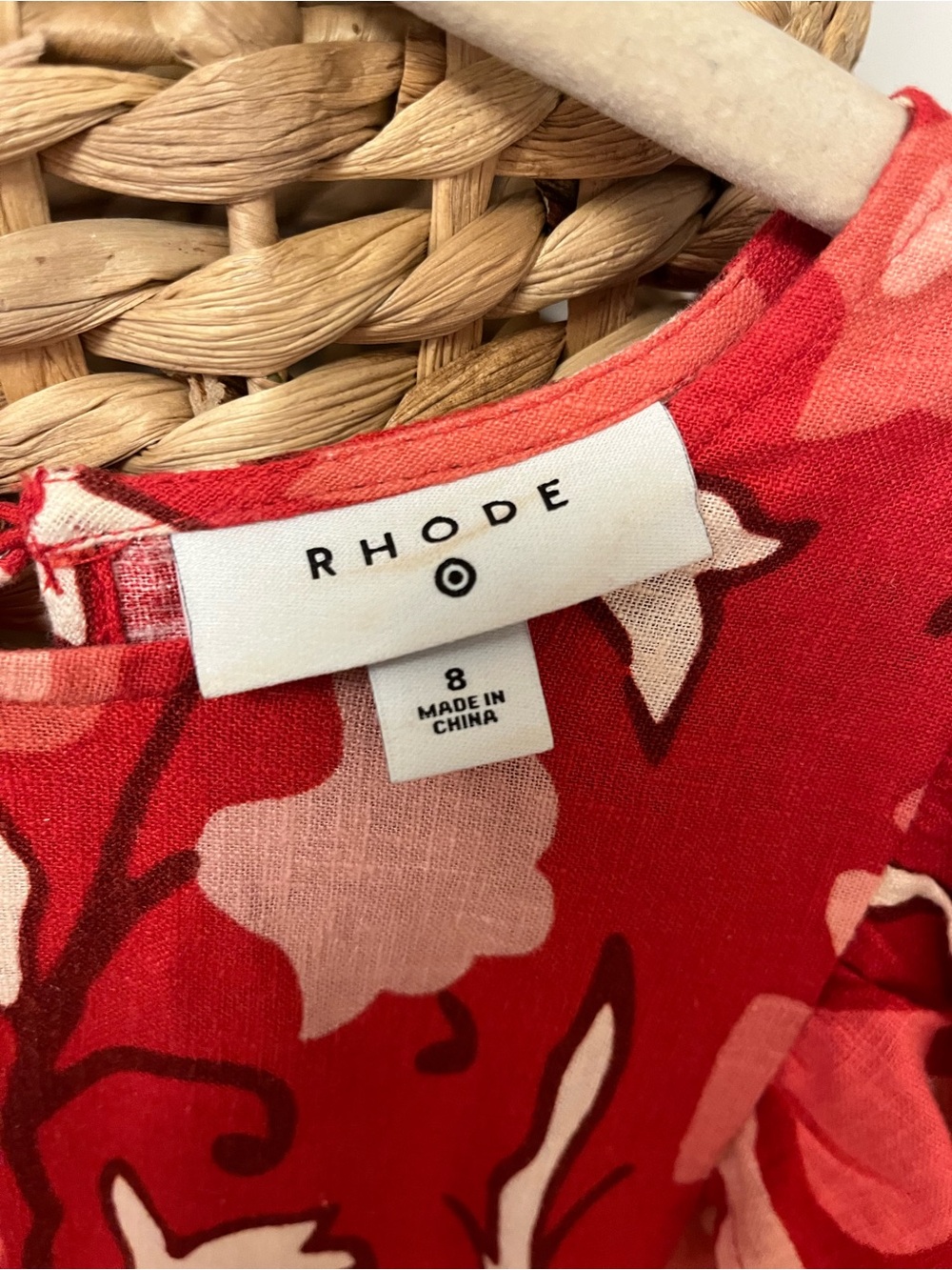 RHODE Red Floral Midi Dress with Flutter Sleeves - Picture 6 of 6